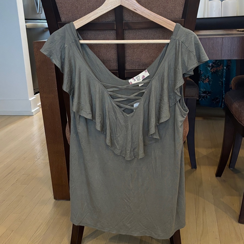 Hippie Rose Charcoal Ruffle Blouse